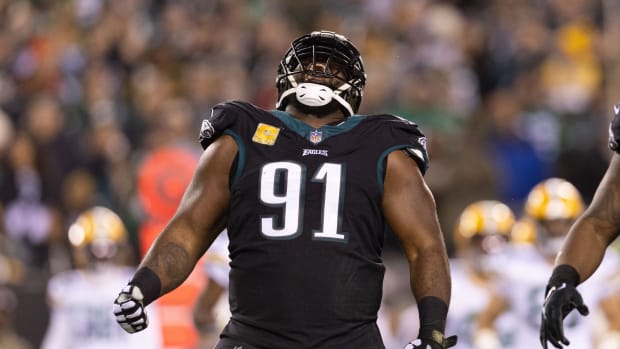 Fletcher Cox celebrates a sack in Week 12 vs. Packers